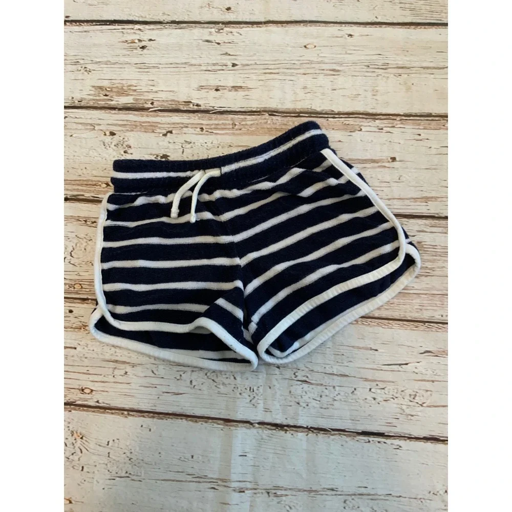 Old Navy Girls Terry Cloth Striped Dolphin Shorts Navy White Size M 8 Summer